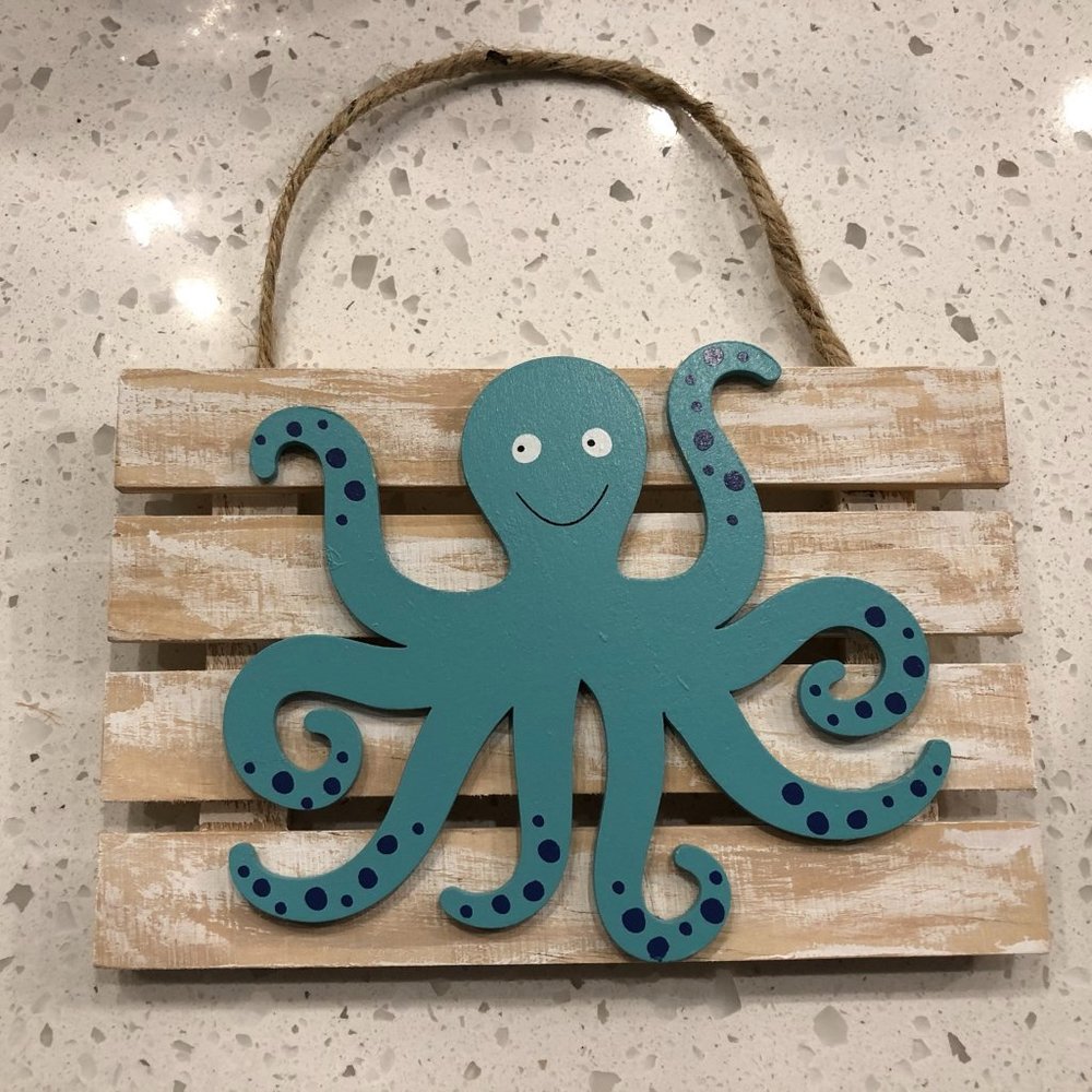 NEW Beachy Nautical Octopus Wood Wall Art  CUTE!!
